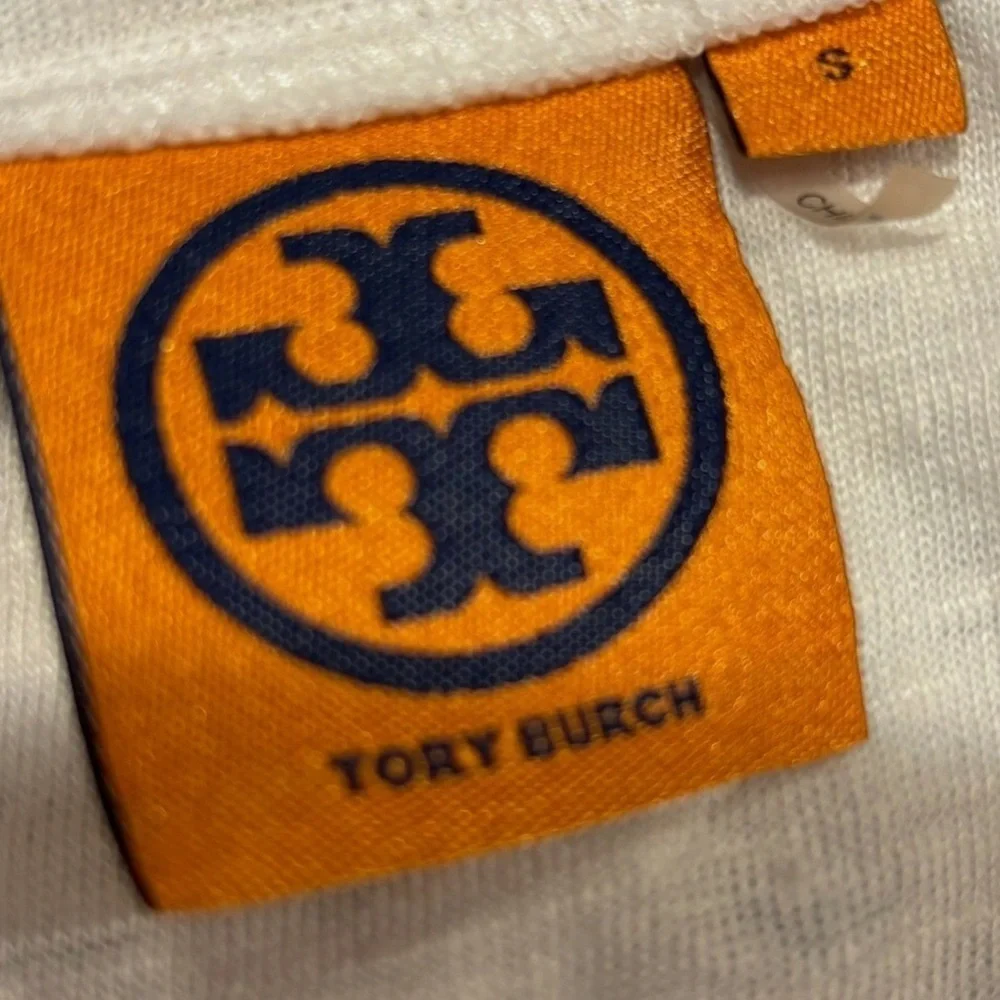 Tory Burch Linen T-Shirt Sm Short Sleeve Bronze / Copper Sequin Embellishments